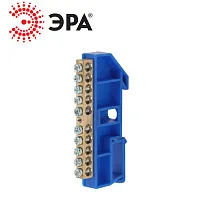 Шина N нулевая 6х9 10/1 с синим изолятором ЭРА