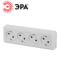 Розетка Quadro 2-207-01 4мест. ОУ 16А-250В IP20 без з/к белый