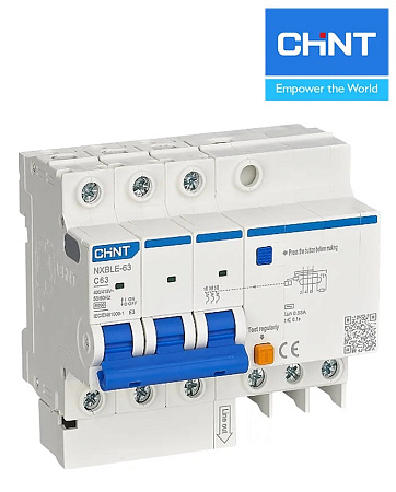 Дифавтомат NXBLE-63 3P+N 25А 30mA CHINT