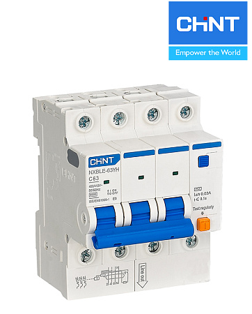 Дифавтомат NXBLE-63YH 3P+N 16А 30mA (6kA) А CHINT
