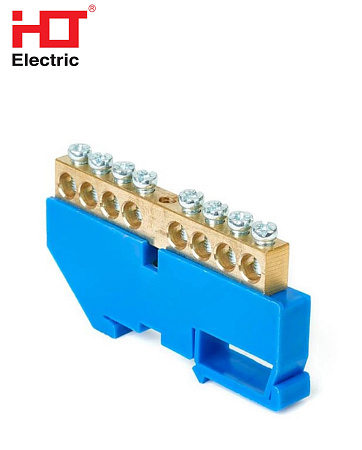 Шина нулевая 8х12мм  8/1 с синим изолятором HLT