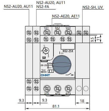 Пускатель NS2-32Х (24-32А) с поворотной ручкой 