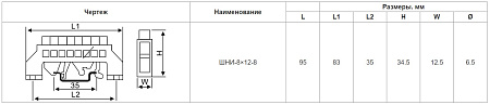 Шина в изоляции 8х12мм 8групп на Дин-рейку синяя