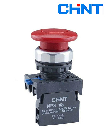 Кнопка NP8-01M/1 Гриб красный (1НО) IP65 CHINT Кнопка NP8-01M/1 Гриб красный (1НО) IP65 CHINT
