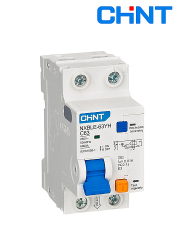 Дифавтомат NXBLE-63YH 1P+N 10А 10mA (6kA) АС CHINT