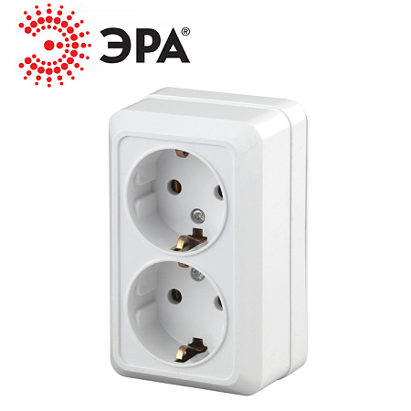 Розетка Quadro 2-204-01 2мест. ОУ 16А-250В IP20 белый