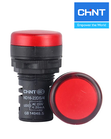Индикатор ND16-22DS/2 красный 230В AC/DC CHINT