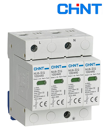 Ограничитель перенапряжения NU6-IIG 4Р In=25kA Uc=440B (хар.С)