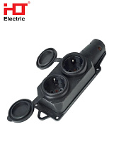Колодка каучук 2х мест. 2P+РЕ 16А 220В IP44 HLT