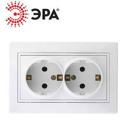 Розетка Intro Plano 1-205-01 2мест. СУ с з/к  2х2P+E Schuko 16А  IP20