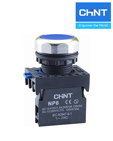 Кнопка NP8-10BN/6 синяя (1НО) IP65 CHINT