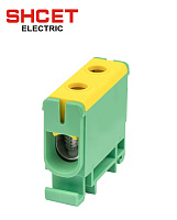 Зажим клеммный КВС 1Р  6-50мм (160А) желто-зеленый  SHCET
