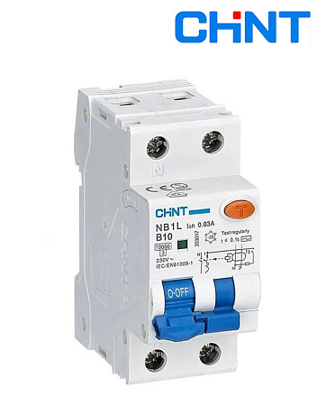 Дифавтомат NB1L 1P+N  10А 30mA (10кА) хар.В CHINT