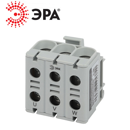 Зажим клеммный КВС 3Р  6-50мм (145А) серая ЭРА