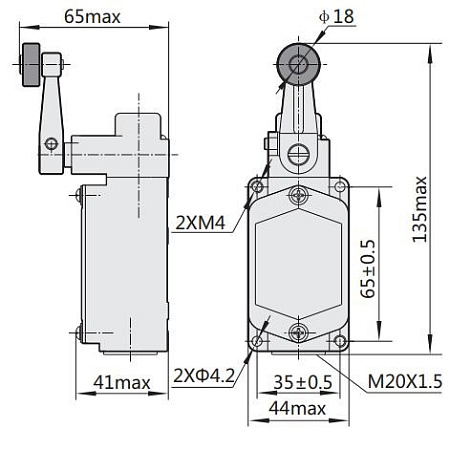 Выключатель путевой YBLX-K1/111 c роликом 