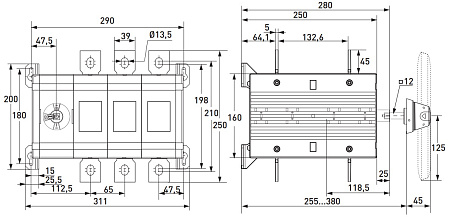 Рубильник  ВНК  3Р 630А  (I-O-II) Kinee