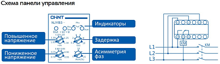 Реле контроля фаз NJYB3-8 AC380V