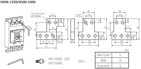 Авт.выкл. NXMS-1250H 3Р 1250A 70кА с элект. расцеп. CHINT