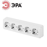 Розетка Quadro 2-210-01 5мест. ОУ 16А-250В IP20 белый