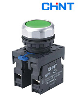 Кнопка NP8-11BN/3 зеленая (1NO+1NC) IP65 CHINT