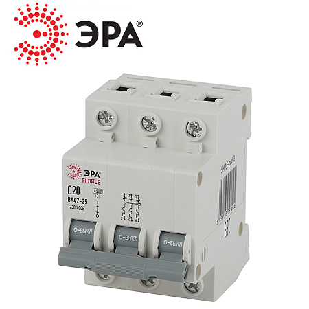 Автоматический выключатель BA47-29 3P 40А С (4.5кА) SIMPLE