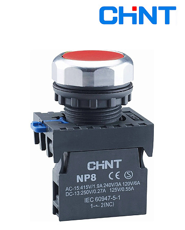 Кнопка NP8-10BND/4 красная 24В AC/DC (1NО) IP65 CHINT