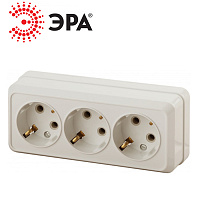 Розетка Quadro 2-206-02 3мест. ОУ 16А-250В IP20 слоновая кость