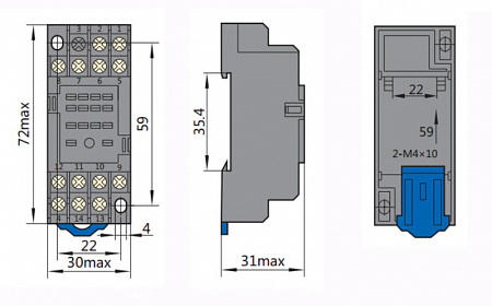 Pозетка CZY11A для реле 3 контакта CHINT