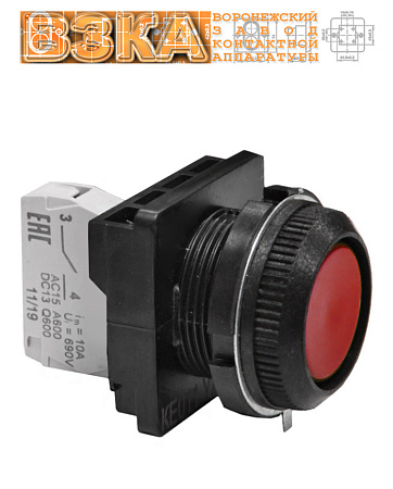 Кнопка КЕ-011 исп.5 (4р) красная