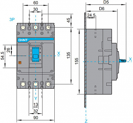 Aвт.выкл.  NXMS-160SF 3Р 160A с элект. расцеп. CHINT