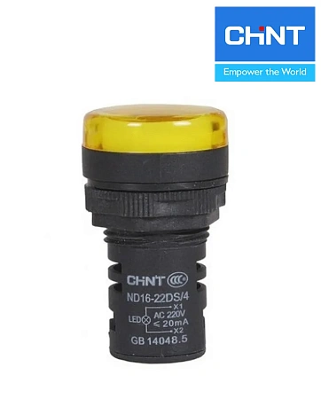 Индикатор ND16-22DS/2C желтый  24В AC/DC IP65 CHINT